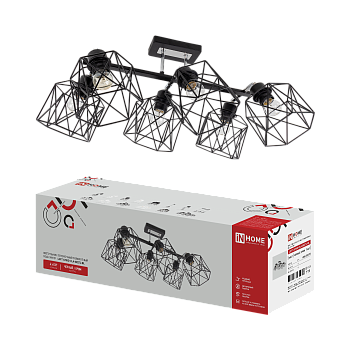 Люстра поворотная под лампу LOFT ATIKO-СLА-6E27L-BL 6хЕ27 черный, хром IN HOME во Владивостоке