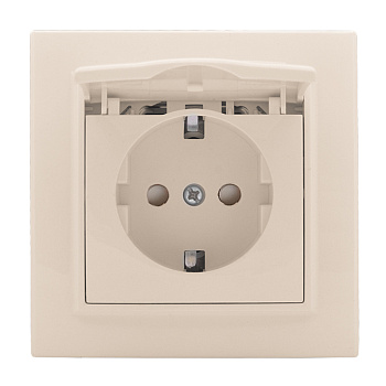 Розетка 1-местная СП с заземлением Минск с крышкой 16А бежевая с защитной шторкой EKF во Владивостоке