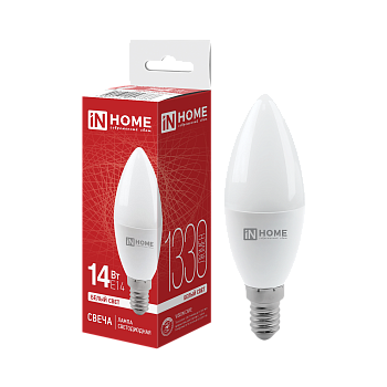 Лампа светодиодная LED-СВЕЧА-VC 14Вт 230В E14 4000K 1330Лм IN HOME  – купить лампы всех видов оптом и в розницу  Лампа светодиодная LED-СВЕЧА-VC 14Вт 230В E14 4000K 1330Лм IN HOME во Владивостоке