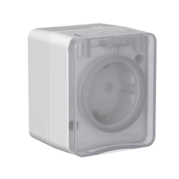 Розетка одинарная AtlasDesign SE Profi54 накладная с з/к со шторками серая во Владивостоке