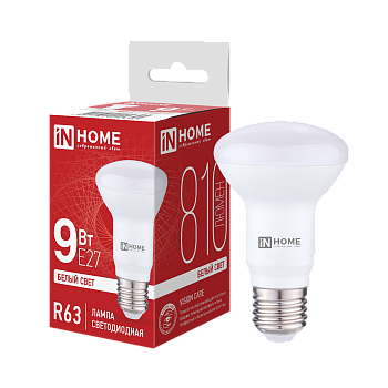 Лампа светодиодная LED-R63-VC 9Вт 230В Е27 4000К 810Лм IN HOME  – купить лампы всех видов оптом и в розницу  Лампа светодиодная LED-R63-VC 9Вт 230В Е27 4000К 810Лм IN HOME во Владивостоке