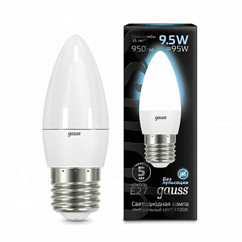 Лампа светодиодная LED-СВЕЧА 9.5Вт E27 4100К 950Лм Black GAUSS во Владивостоке