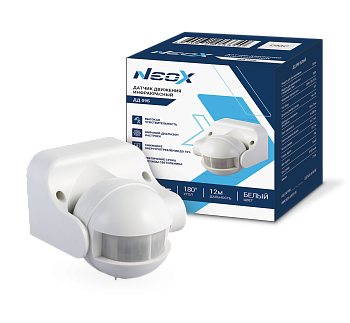 Датчик движения инфракрасный ДД 09Б 1200Вт 180 гр.12м IP44 белый NEOX во Владивостоке