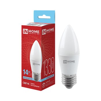 Лампа светодиодная LED-СВЕЧА-VC 14Вт 230В E27 6500K 1330Лм IN HOME  – купить лампы всех видов оптом и в розницу  Лампа светодиодная LED-СВЕЧА-VC 14Вт 230В E27 6500K 1330Лм IN HOME во Владивостоке