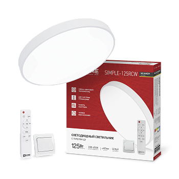 Светильник светодиодный SCANDY SIMPLE-125RCW 125Вт 230В 3000-6500K 10000Лм 400x50мм с пультом ДУ белый IN HOME во Владивостоке