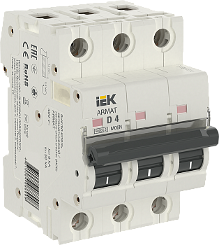 Автоматический выключательM06N 3P 4А 6кА х-ка D ARMAT IEK во Владивостоке