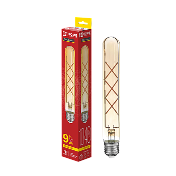 Лампа светодиодная LED-T30-deco gold 9Вт 230В Е27 3000К 1040Лм 225мм золотистая IN HOME во Владивостоке