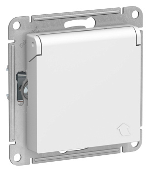 Розетка одинарная AtlasDesign SE с з/к со шторками с крышкой IP20 лотос во Владивостоке