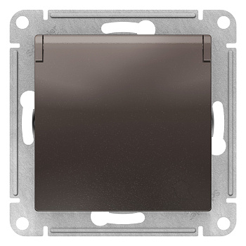 Розетка одинарная AtlasDesign SE с заземлением со шторками с крышкой мокко во Владивостоке