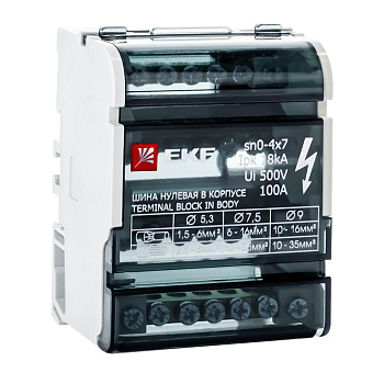 Шина EKF "N"нулевая на DIN в корпусе 4х7групп во Владивостоке