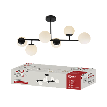 Светильник потолочный под лампу AURORA LUNA-6G9-BL 6хG9 матовые плафоны, черный корпус IN HOME во Владивостоке