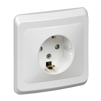 Розетка одинарная ЭТЮД SE со шторками с заземлением белая во Владивостоке