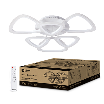 Светильник светодиодный ELEGANT SANSA-W 90Вт 230В 3000-6500K 7000Лм 650х650х130мм c пультом ДУ белый IN HOME во Владивостоке