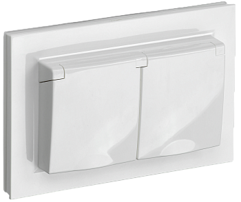 Розетка двойная с крышкой 16А IP44 BRITE IEK белая в сборе во Владивостоке