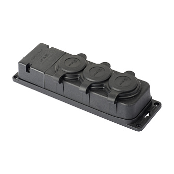 Розетка трехместная с защитными крышками каучуковая 230В 2P+PE 16A IP44 EKF PRO во Владивостоке