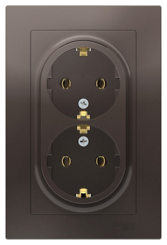 Розетка двойная AtlasDesign SE с заземлением мокко в сборе во Владивостоке