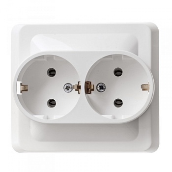 Розетка двойная ЭТЮД SE с заземлением белая во Владивостоке