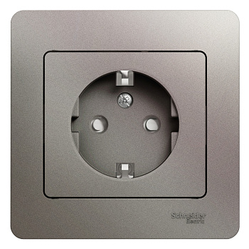 Розетка одинарная Glossa SE с заземлением со шторками платина в сборе во Владивостоке