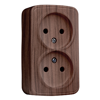 Розетка 2-местная ОП Минск 10А без заземления тёмное дерево EKF во Владивостоке