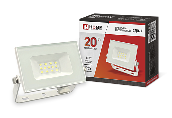 Прожектор светодиодный СДО-7 20Вт 230В 6500К IP65 белый IN HOME  – купить кабель и провод оптом и в розницу  Прожектор светодиодный СДО-7 20Вт 230В 6500К IP65 белый IN HOME во Владивостоке
