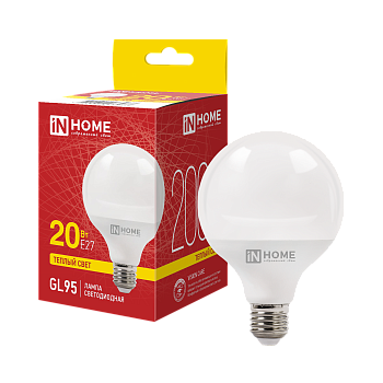 Лампа светодиодная LED-GL95-VC 20Вт 230В Е27 3000К 2000Лм 95мм IN HOME во Владивостоке